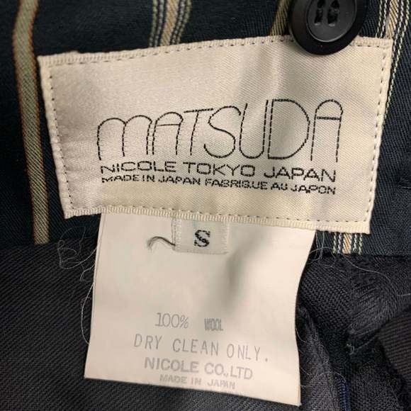 MATSUDA  Black Stripe Wool Double Breasted 30 29 Suit - Picture 9 of 10